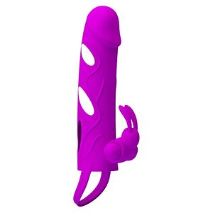 Manșon Cu Vibrator Iepuraș Și Inel Mov pe SexLab