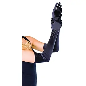 Mănuși Leg Avenue Extra Long Satin Negru pe SexLab