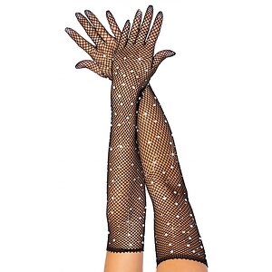 Manusi Leg Avenue Rhinestone Opera Length Negru pe SexLab