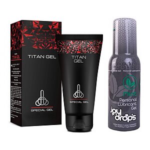 Pachet Cremă Titan Gel + Lubrifiant Joy Drops Mint pe SexLab