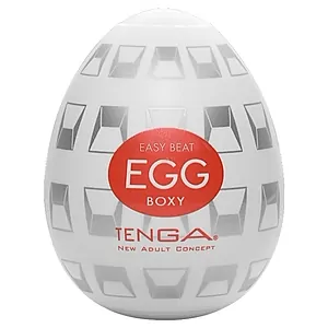 Ou TENGA Boxy Compact cu Textură Gradată  7cm Alb pe SexLab