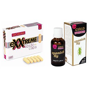 Pachet Capsule Femei eXXtreme Libido Afrodisiac + Afrodisiac Spanish Fly Strong Gold Women 30ml pe SexLab