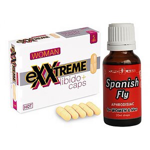 Pachet Capsule Femei eXXtreme Libido Afrodisiac 5buc + Picături Afrodisiace Spanish Fly 20ml pe SexLab