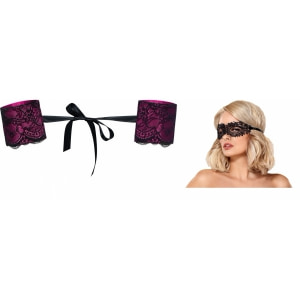 Pachet Cătușe Obsessive Roseberry Mov + Mască Obsessive A710 Negru Pachet Cătușe Obsessive Roseberry Mov + Mască Obsessive A710 Negru pe Sexlab.ro