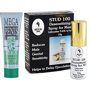 Pachet Cremă Mărire Mega Penis 75ml + Spray Stud 100 Original pe SexLab