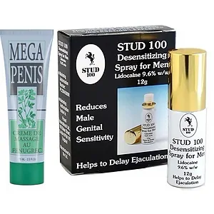 Pachet Cremă Mărire Mega Penis 75ml + Spray Stud 100 Original pe SexLab
