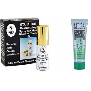 Pachet Cremă Mărire Mega Penis + Spray Stud 100 Original pe SexLab