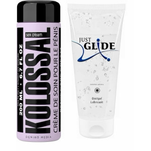 Pachet Cremă Mărire Penis Kolossal 200ml + Lubrifiant Just Glide Anal 200ml pe Sexlab.ro