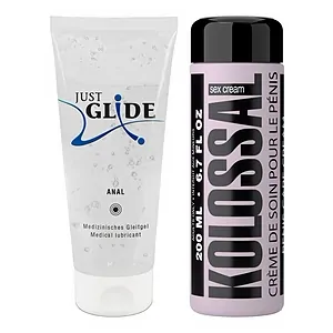 Pachet Cremă Mărire Penis Kolossal 200ml + Lubrifiant Just Glide Anal 200ml pe SexLab