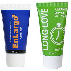 Pachet Cremă Mărirea Penisului Enlargo 100ml + Gel Ejaculare Precoce Long Love 50ml pe SexLab