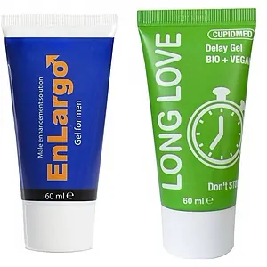 Pachet Cremă Mărirea Penisului Enlargo 100ml + Gel Ejaculare Precoce Long Love 50ml pe SexLab