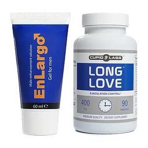 Pachet Cremă Mărirea Penisului Enlargo 100ml + Pastile Ejaculare Precoce Long Love 90buc pe SexLab