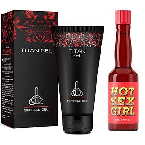 Pachet Cremă Mărirea Penisului Titan Gel Original 50ml + Afrodisiac Hot Sex Girl 20ml pe SexLab