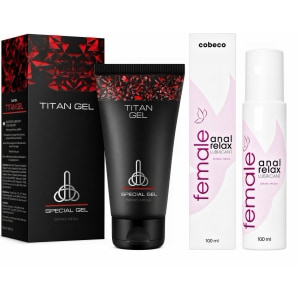Pachet Cremă Mărirea Penisului Titan Gel Original 50ml + Lubrifiant Anal Female Cobeco Relax 120ml pe Sexlab.ro