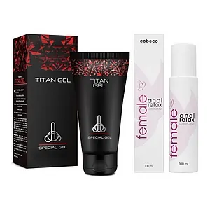 Pachet Cremă Mărirea Penisului Titan Gel Original 50ml + Lubrifiant Anal Female Cobeco Relax 120ml pe SexLab