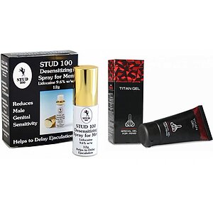 Pachet Cremă Mărirea Penisului Titan Gel Original + Spray Stud 100 Original pe SexLab