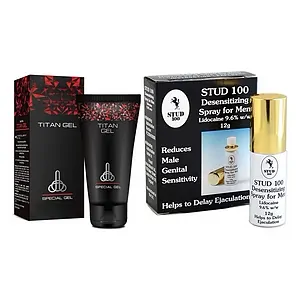 Pachet Cremă Mărirea Penisului Titan Gel Original 50ml + Spray Stud 100 Original pe SexLab