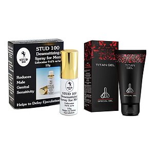 Pachet Cremă Mărirea Penisului Titan Gel Original + Spray Stud 100 Original pe SexLab