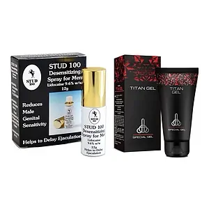 Pachet Cremă Mărirea Penisului Titan Gel Original + Spray Stud 100 Original pe SexLab