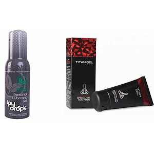 Pachet Crema Titan Gel + Lubrifiant Joy Drops Mint pe SexLab