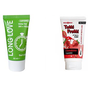 Pachet Gel Ejaculare Precoce Long Love + Lubrifiant Sex Oral Capsuni 100ml pe SexLab