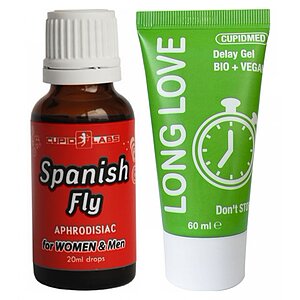 Pachet Gel Ejaculare Precoce Long Love 50ml + Picături Afrodisiace Spanish Fly 20ml pe SexLab