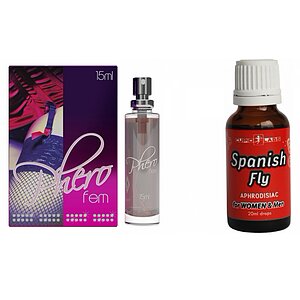 Pachet Parfum Feromoni PheroFem + Picaturi Afrodisiace Spanish Fly 20ml pe SexLab