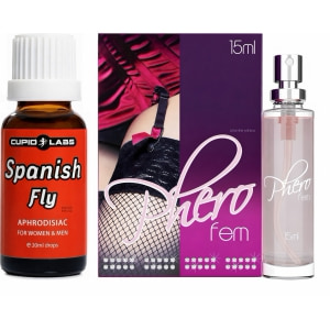 Pachet Parfum Feromoni PheroFem + Picături Afrodisiace Spanish Fly Pachet Parfum Feromoni PheroFem + Picături Afrodisiace Spanish Fly pe Sexlab.ro