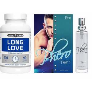 Pachet Parfum Feromoni Pheromen Și Pastile Ejaculare Precoce Long Love pe Sexlab.ro