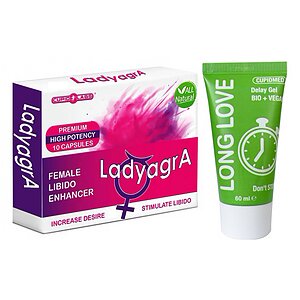 Pachet Pastile Libido Ladyagra 10capsule + Gel Ejaculare Precoce Long Love 50ml pe SexLab