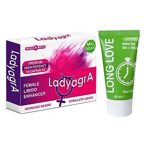 Pachet Pastile Libido Ladyagra 10capsule + Gel Ejaculare Precoce Long Love 50ml pe SexLab