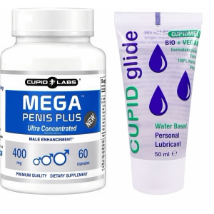 Pachet Pastile Mărirea Penisului Mega Penis Plus + Lubrifiant Bio Cupid Glide pe Sexlab.ro