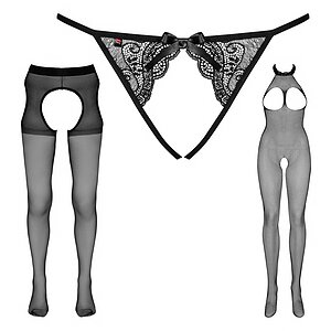 Pachet Seducție Totală: Catsuit, Chiloței și Ciorapi Pachet Seducție Totală: Catsuit, Chiloței și Ciorapi pe Sexlab.ro