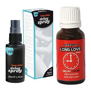 Pachet Spray HOT Delay 50 ml + Picături Ejaculare Precoce Long Love 20ml pe SexLab