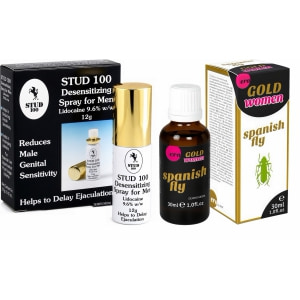 Pachet Spray Stud 100 Original + Afrodisiac Spanish Fly Strong Gold Women 30ml pe Sexlab.ro