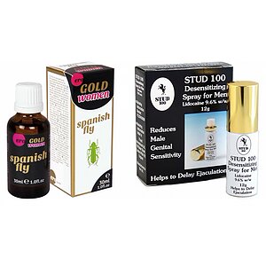 Pachet Spray Stud 100 Original + Afrodisiac Spanish Fly Strong Gold Women 30ml pe SexLab