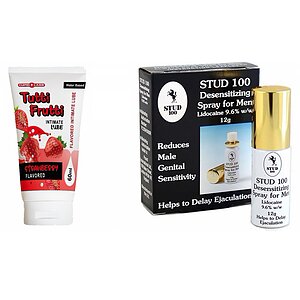 Pachet Spray Stud 100 Original + Lubrifiant Sex Oral Capsuni 100ml pe SexLab