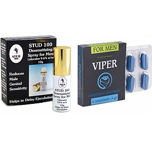 Pachet Spray Stud 100 Original + Pastile Potenta Viper FR 4 capsule pe SexLab
