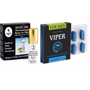 Pachet Spray Stud 100 Original + Pastile Potență Viper FR 4 capsule pe Sexlab.ro