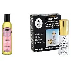 Pachet Spray Stud 100 Original + Ulei Masaj Gradina Placerii Kama Sutra 236ml pe SexLab