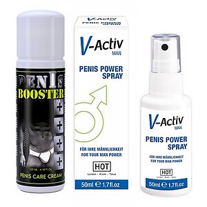 Pachet Spray V-activ Penis Power For Men 50ml + Cremă Pentru Potență Penis Booster 125ml pe SexLab