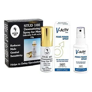 Pachet Spray V-activ Penis Power For Men 50ml + Spray Stud 100 Original pe SexLab
