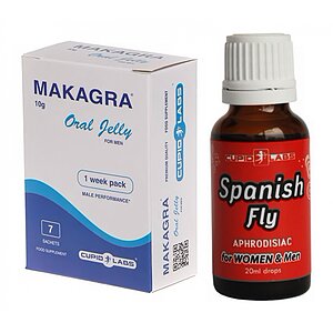 Pachet Stimulent Makagra Oral Jelly 10g + Picături Afrodisiace Spanish Fly 20ml pe SexLab