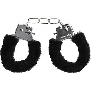 Pleasure Handcuffs Furry Negru pe SexLab