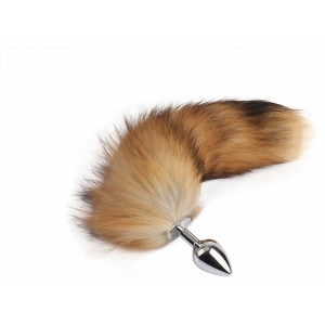 Plug Anal Aluminiu cu Coadă Blăniță 43 cm Fluffy Fox Argintiu pe Sexlab.ro