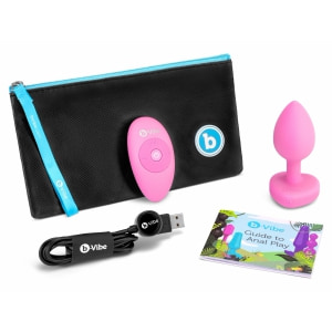 Plug Anal B-Vibe cu Inimă - 15 Moduri, 6 Nivele Roz
