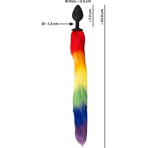 Plug Anal You2Toys cu Coadă Pufoasă Rainbow 42 cm Negru
