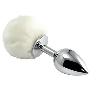 Pompon Metal Plug Small Alb pe SexLab