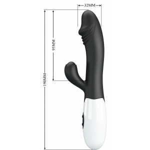 Pretty Love Snappy Black — Iepuraș Dual, 30 Moduri Negru