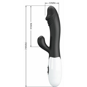 Pretty Love Snappy Black — Iepuraș Dual, 30 Moduri Negru